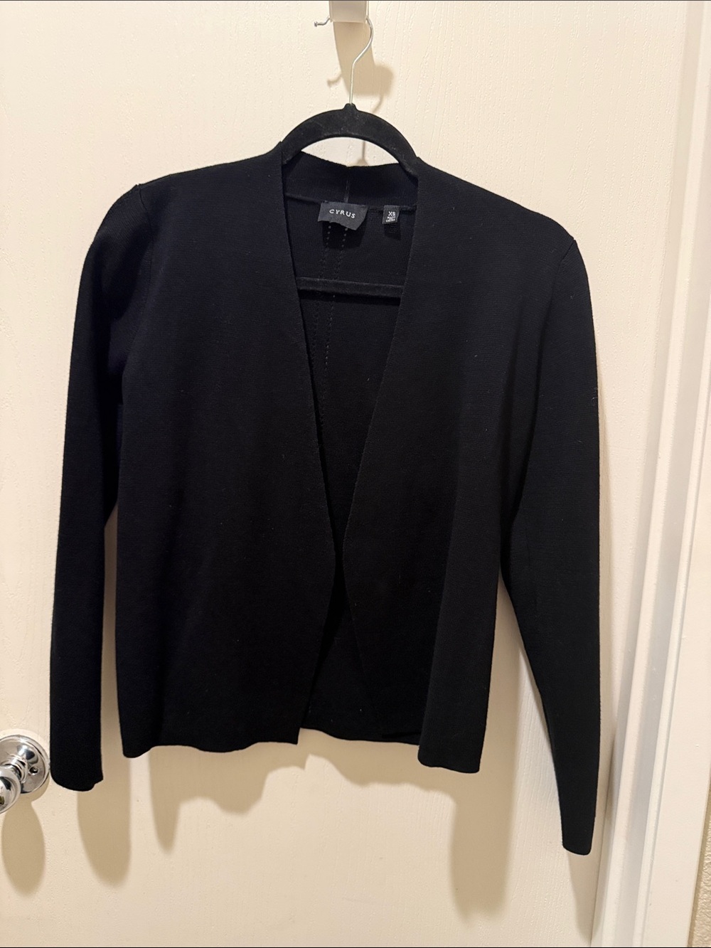 Cyrus Black Open-Front Knit Cardigan